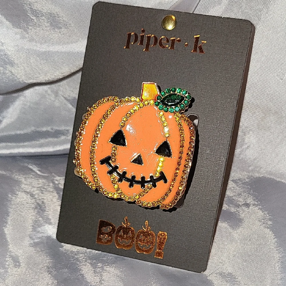 Piper K Jack O'lantern Pumpkin Hair Clip Lp M
